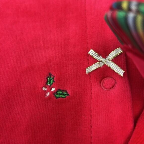 Little Me My First Christmas Velour embroidered Footie NWT size 6 months - Picture 10 of 14